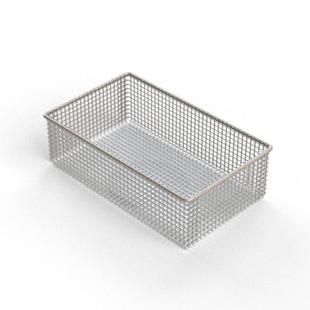 Anysizebasket Light Duty Basket: 10Lx6Wx3H, 304 SS, No Handles, Mesh: 4 x .032 FLB-100060030-N04S